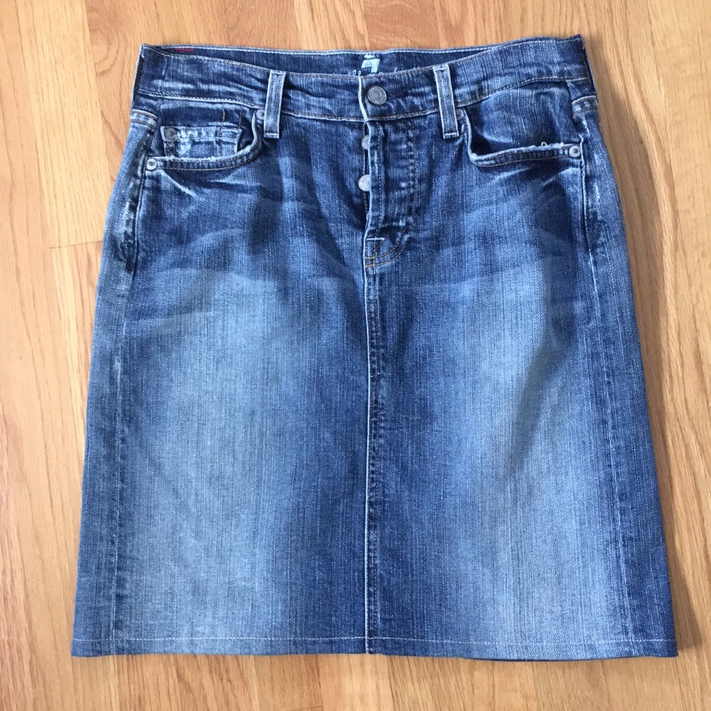 7 For All Mankind distressed jean skirt